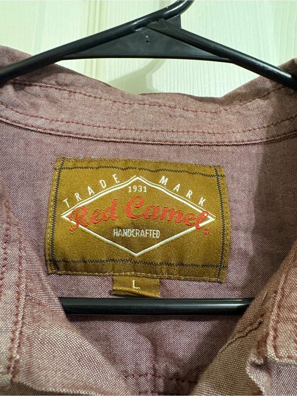 Red Camel Handcrafted Long Sleeve Button-Up Shirt in Heathered Burgundy Link New - Picture 2 of 16